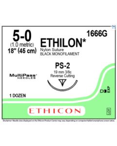 ETHICON Ethilon® Nylon 5/0 PS-2 Black Suture