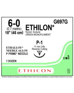 ETHICON Ethilon® Nylon 6/0 P-1 Green Suture