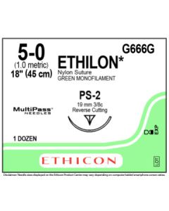 ETHICON Ethilon® Nylon 5/0 PS-2 Green Suture
