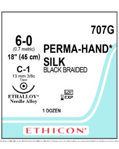 ETHICON PERMAHAND® Silk 6/0 C-1 18in Black Suture