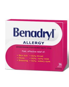 Benadryl® Allergies Caplet, 25 mg