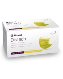 Ritmed® Distech Pleated Style Procedure Mask with Ear Loops Level 2 Yellow