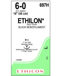 ETHICON Ethilon® Nylon 6/0 P-1 Black Suture 36/bx