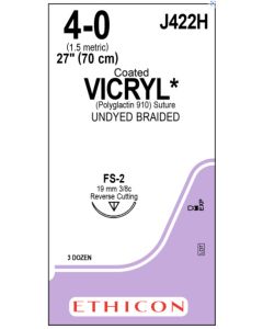ETHICON Coated VICRYL® Suture 4-0 FS-2, Undyed, 27 in