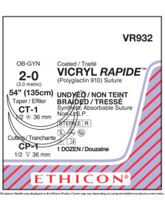 ETHICON Coated VICRYL RAPIDE™ Absorbable Polyglactin Suture 2-0 CT-1, CP-1