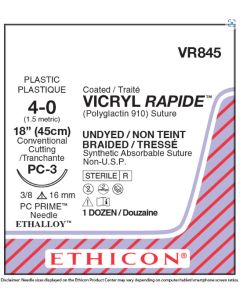 ETHICON Coated VICRYL RAPIDE™ Absorbable Polyglactin Suture 4-0 PC-3