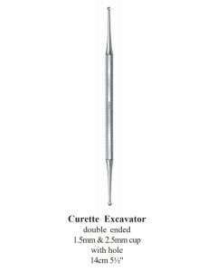 ALMEDIC® Curette Excavator Double End with hole 1.5mm and 2.5mm Cup 5 1/2 in