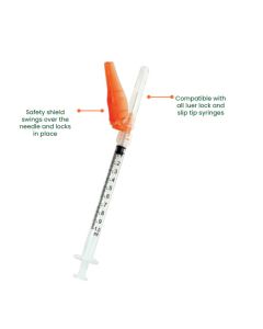 Sol-Care 3mL Luer Lock Syringe with Safety Needle 22G x 1 1/2 in