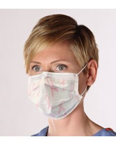 Pink Ribbon Ear Loop Mask for Breast Cancer Awareness