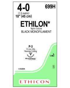 ETHICON Ethilon® Nylon 4/0 P-3 Black Suture 36/bx