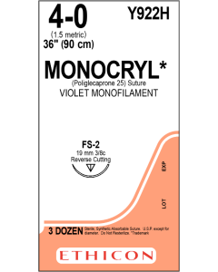 ETHICON MONOCRYL® Absorbable Poliglecaprone Suture 4-0 FS-2