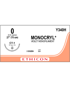 ETHICON MONOCRYL® Absorbable Poliglecaprone Suture 0 CT-1