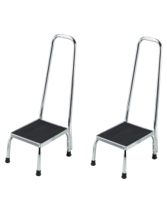 Dukal Foot Stool with Handrail, Chrome 2-Pack