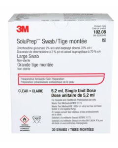 3M™ SoluPrep™ Large Swab (2% w/v chlorhexidine gluconate and 70% v/v isopropyl alcohol) Clear