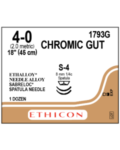 ETHICON Chromic Surgical Gut Suture 4-0 S-4, S-4