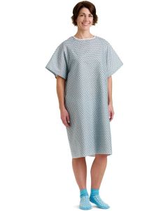 Patient Gown with Straight Back and Back Ties, Adult (Star Print)
