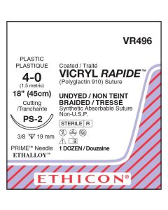 ETHICON Coated VICRYL RAPIDE™ Absorbable Polyglactin Suture 4-0 PS-2