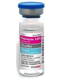 SteriMax Bupivacaine Injection BP 0.25% (2.5 mg / mL) 10mL