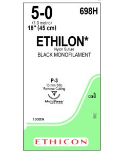 ETHICON Ethilon® Nylon 5/0 P-3 Black Suture 36/bx