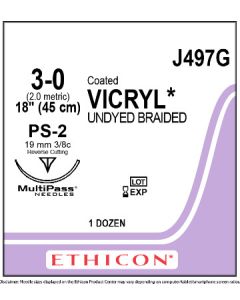 ETHICON Coated VICRYL® Suture 3-0 PS-2, Undyed, 18 in