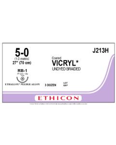 ETHICON Coated VICRYL® 5/0 RB-1 Undyed Suture
