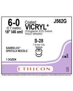 ETHICON Coated VICRYL® Suture 6-0 S-28, S-28