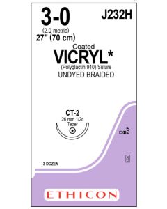 ETHICON Coated VICRYL® Suture 3-0 CT-2, Undyed, 27 in