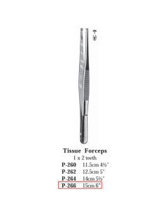 UTILITY® Economy Tissue Forcep 1x2 Teeth 6 in