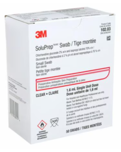 3M™ SoluPrep™ Small Swab (2% w/v chlorhexidine gluconate and 70% v/v isopropyl alcohol) Clear