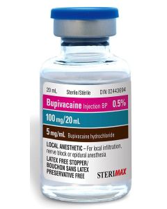 SteriMax Bupivacaine Injection BP 0.5% (5 mg / mL) 20mL