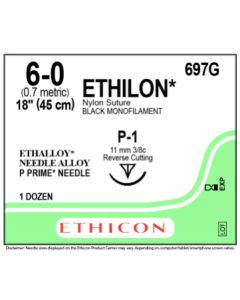 ETHICON Ethilon® Nylon 6/0 P-1 Black Suture