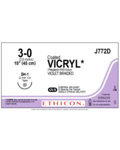 ETHICON Coated VICRYL® Suture 3-0 SH-1, Violet, 18 in