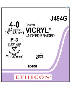 ETHICON Coated VICRYL® 4/0 P-3 Undyed Suture