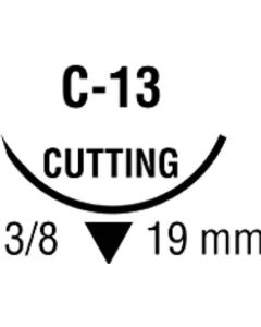 Monosof™ Dermalon™ Non-absorbable Uncoated Suture with Needle, 3/0, C-13
