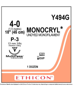 ETHICON MONOCRYL® Absorbable Poliglecaprone Suture 4-0 P-3